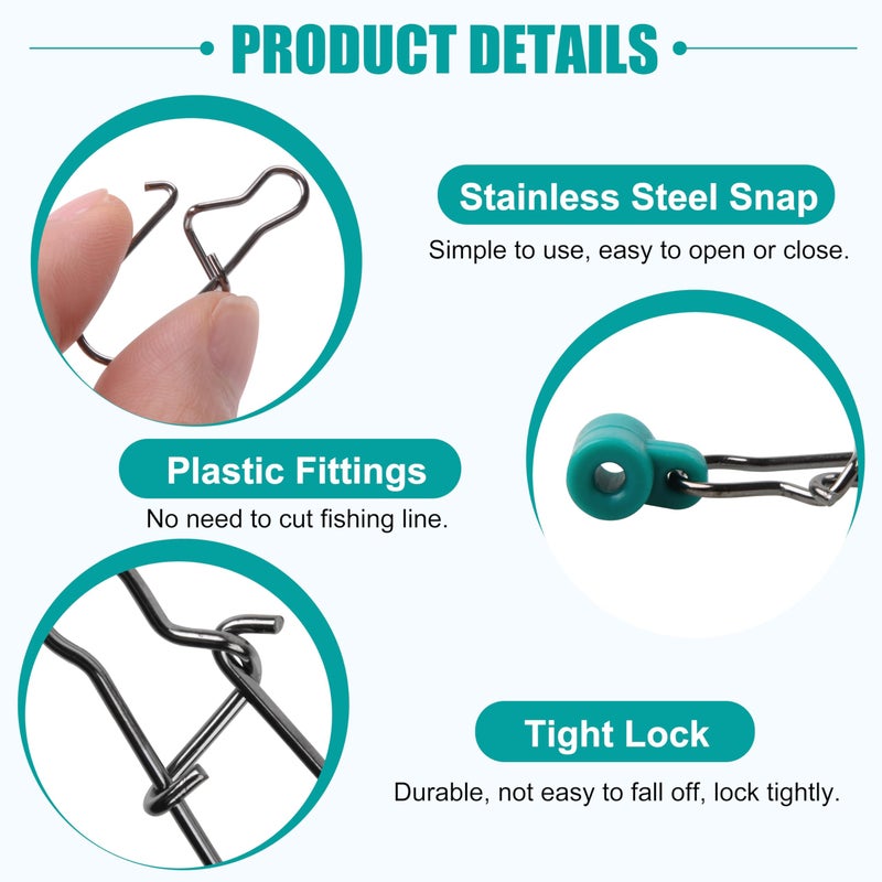 SILANON Fishing Line Sinker Slide High-Strength Braid Line Sinker Slider with Duo-Lock Snap Sinker Weight Connectors Fishing Tackle Box Kit (30pcs) - Image 2